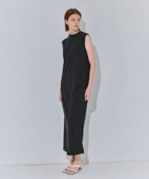 人気【未使用】ATON ノースリーブワンピース 1サイズ 黒 ゆったり ATON（エイトン） ワンピース 「ATON/エイトン」FRESCA NUBUCK TANK