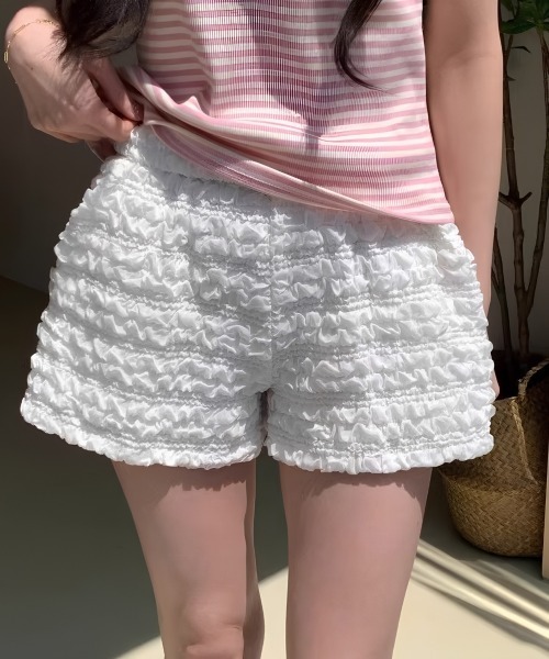 center i パンツ シャーリングフリルショートパンツ レディース