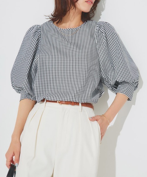 「Pierrot」 半袖ブラウス M ブルー系その他 レディース_画像6