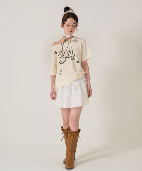 「TINA:JOJUN」 半袖Tシャツ M アイボリー レディース_画像3