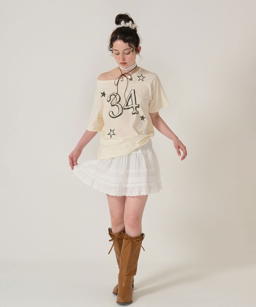 「TINA:JOJUN」 半袖Tシャツ M アイボリー レディース_画像4