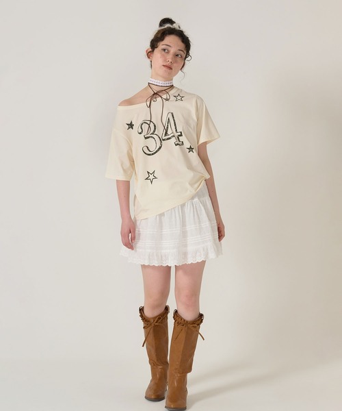 「TINA:JOJUN」 半袖Tシャツ M アイボリー レディース_画像5