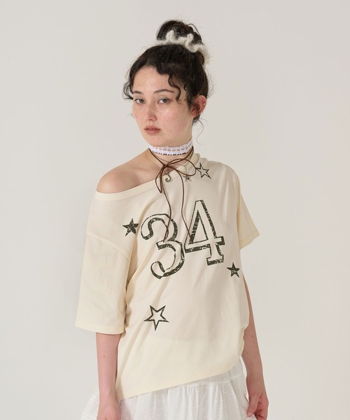 「TINA:JOJUN」 半袖Tシャツ M アイボリー レディース_画像6