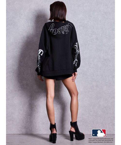 MLB パーカー GYDA「MLB」bijou logo BIGパーカー「セットアップ着用