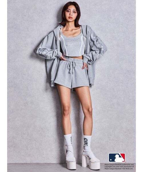 GYDA - ayu着用mirror9 ボックスパーカー MLB パーカー GYDA「MLB」bijou logo BIGパーカー「セットアップ着用