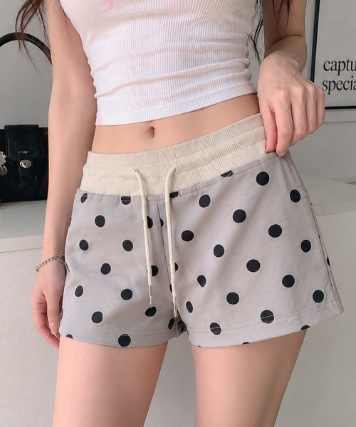 FINEnough パンツ ドット柄スウェットショートパンツ レディース