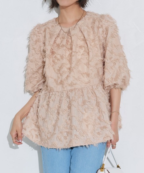 「Pierrot」 長袖ブラウス M ピンクベージュ レディース_画像7