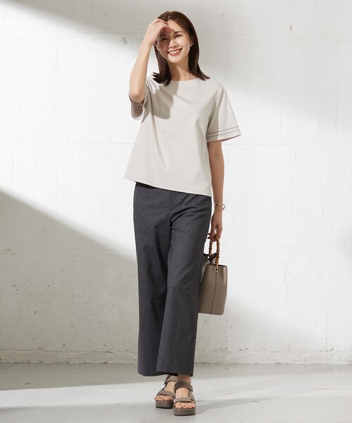 「J.PRESS」 7分袖カットソー LARGE ピンク レディース_画像6