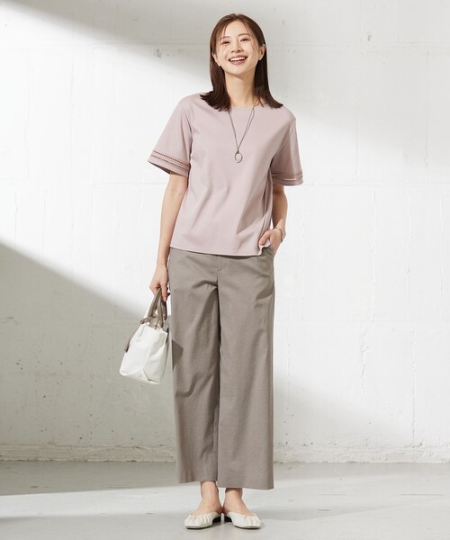 「J.PRESS」 7分袖カットソー LARGE ピンク レディース_画像8