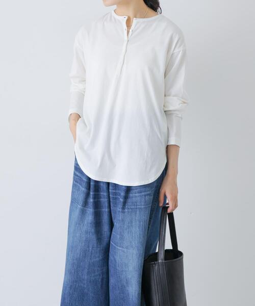 かぐれ ヘンリーネック tシャツ ヘンリーネックコットンカットソー