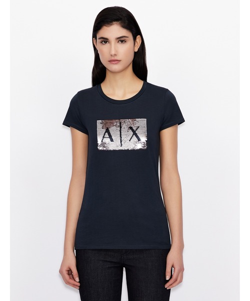 A|X Armani Exchange スパンコールロゴ 半袖Tシャツ ARMANI EXCHANGE（アルマーニエクスチェンジ）の「【A|X