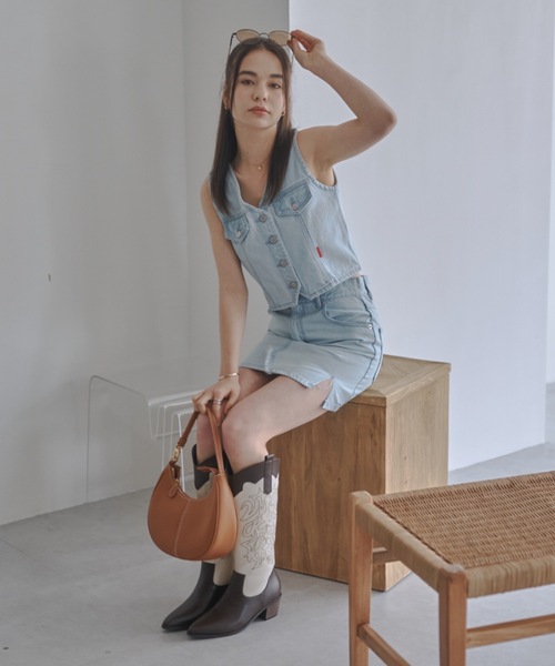 ベスト ジレ デニムショートベスト レディース JUST A NOON ベスト ジレ デニムショートベスト レディース