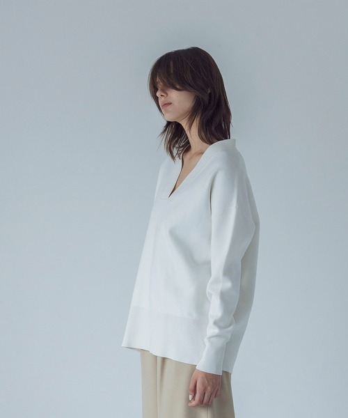 ニット セーター double jacquard Yneck pull(ダブルジャガードＹネックプルオーバー) レディース DRESSLAVE ニット セーター double jacquard Yneck pull(ダブル