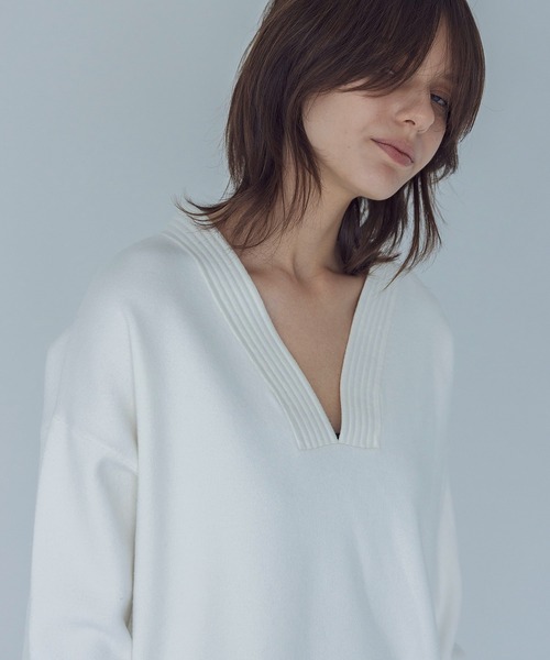 ニット セーター double jacquard Yneck pull(ダブルジャガードＹネックプルオーバー) レディース DRESSLAVE ニット セーター double jacquard Yneck pull(ダブル