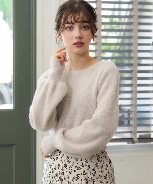 ASTORIA ODIER ニット フェザーヤーンボリュームスリーブニット 