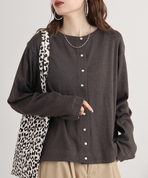 atONE（アットワン） カーディガン パールボタンクルーネック