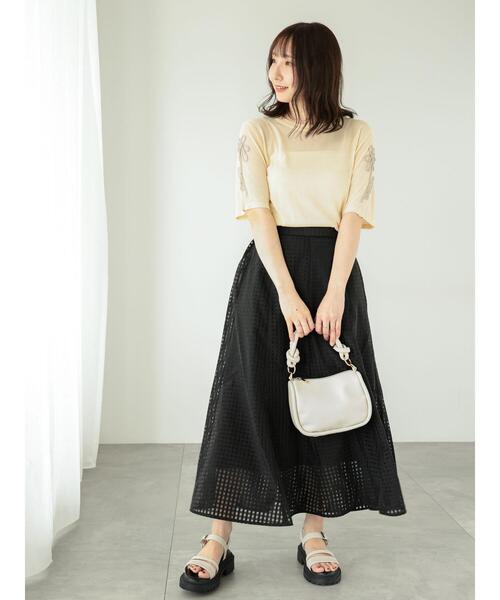 Te chichi TERRASSE ニット セーター コード刺繍半袖シアー