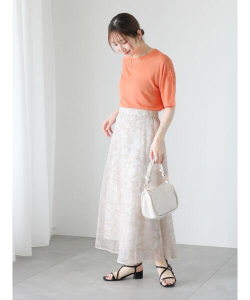 Te chichi TERRASSE ニット セーター コード刺繍半袖シアー
