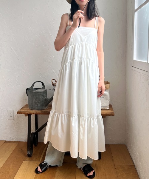 ワンピース バックリボン ティアードキャミワンピース : ZOZOTOWN