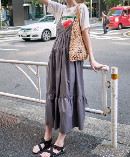 ワンピース バックリボン ティアードキャミワンピース : ZOZOTOWN