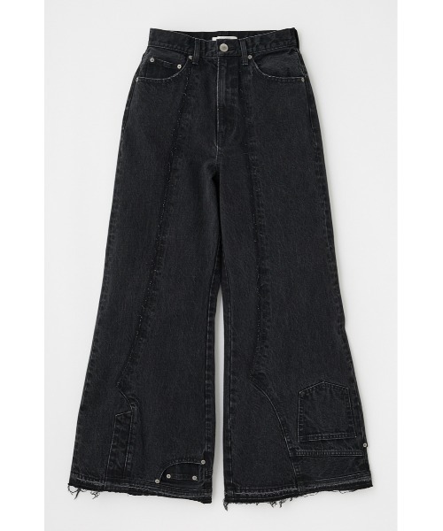 moussy　デニム　レディース　2　ワイドパンツ　ハイウエスト　リメイク風 AZUL by moussy（アズールバイマウジー）の「AZUL DENIM ハイ