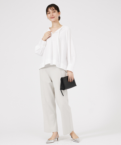 qualite（カリテ） パンツ センタープレスニットパンツ レディース