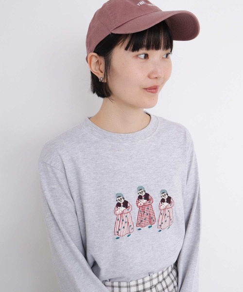 章弘さん専用お茶セット♡* AMBIDEX Store ○アップリケ刺繍 おばあちゃんとねこT(F シロ