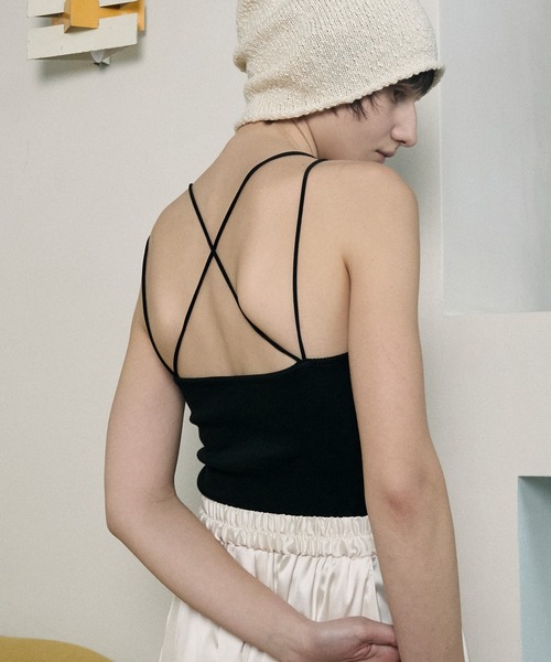 le ELMi キャミソール V neck back cross rib camisole with