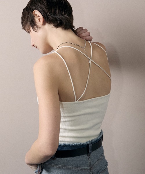 le ELMi キャミソール V neck back cross rib camisole with
