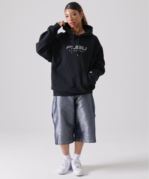 FUBU SPORT パーカー FUBU フブ パーカー 裏毛 ロゴ ワッペン 刺繍 リブ切替 コットン