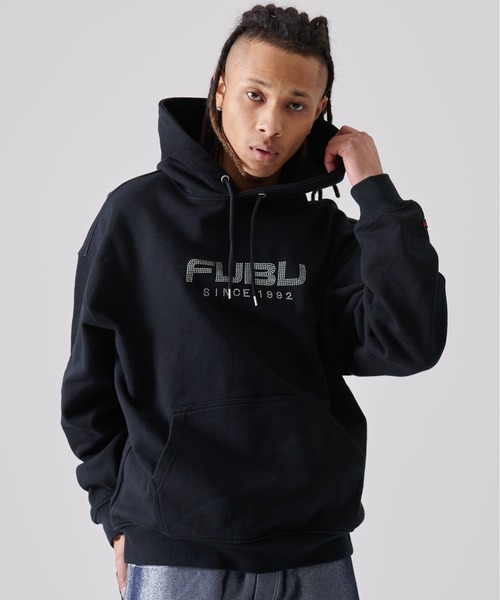 FUBU SPORT パーカー FUBU フブ パーカー 裏毛 ロゴ ワッペン 刺繍 リブ切替 コットン
