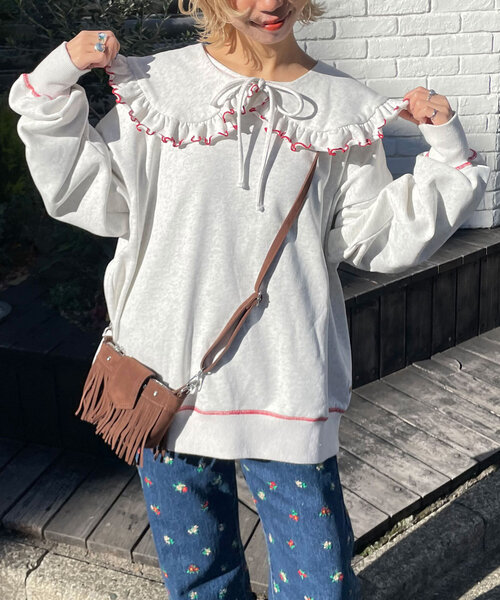 tシャツ 「HELLO.SANFRANCISCO/ハローサンフランシスコ」ビックカラー襟付スウェット レディース