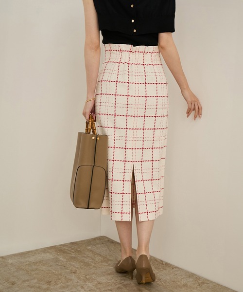 ROPE'（ロペ） スカート 「洗える」ツイードチェック ポケット付き