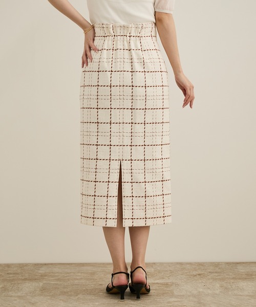 【新品・未使用】ROPE ロペ　チェック柄 タイトスカート　2025AW ROPE'（ロペ） スカート 「洗える」ツイードチェック ポケット付き