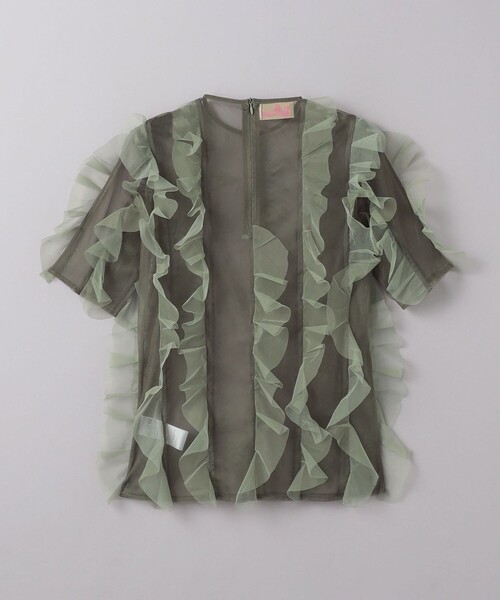 tシャツ 「VIVIANO」チュール ラッフル Tシャツ レディース VIVIANO tシャツ 「VIVIANO」チュール ラッフル Tシャツ