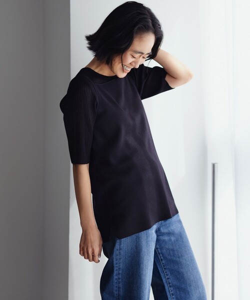 ニット セーター 「洗える」シャイニーシアー リブ ニット レディース 23区 ニット セーター 「洗える」シャイニーシアー リブ