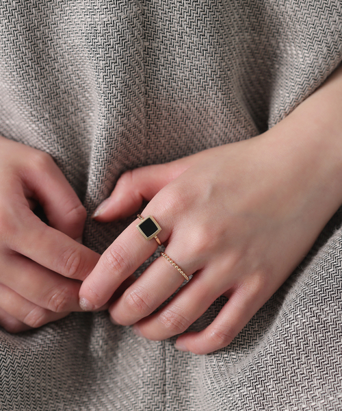 Lilas 指輪 リング 「WEB限定」スライスオニキススクエアリング K10