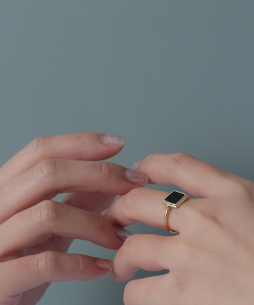 Lilas 指輪 リング 「WEB限定」スライスオニキススクエアリング K10