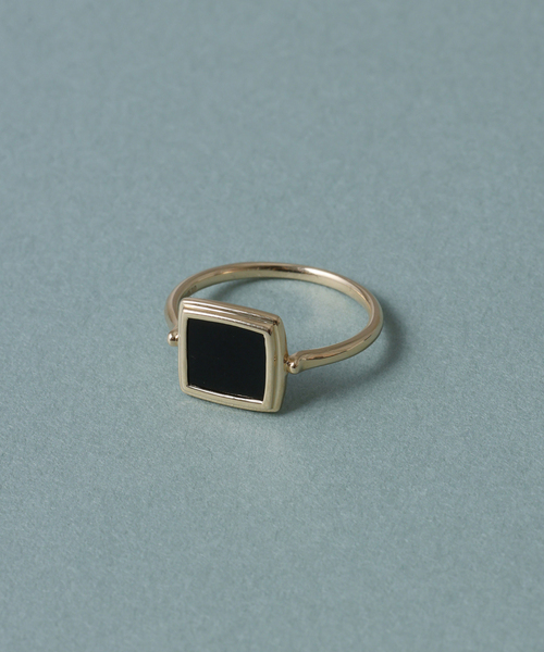 Lilas 指輪 リング 「WEB限定」スライスオニキススクエアリング K10