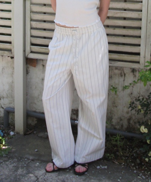 GIUNON パンツ piping pocket stripe pants / パイピングポケット