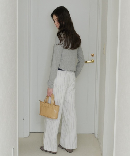 ストライプ カジュアルパンツ サイドポケット付き GIUNON パンツ piping pocket stripe pants / パイピングポケット