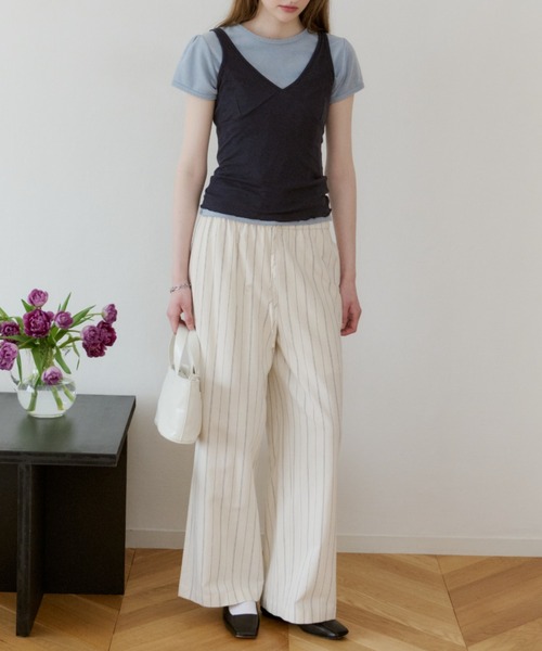 GIUNON パンツ piping pocket stripe pants / パイピングポケット