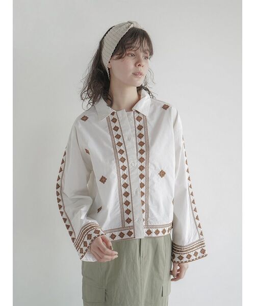 ブラウス シャツ Ethnic embroidered shirt レディース