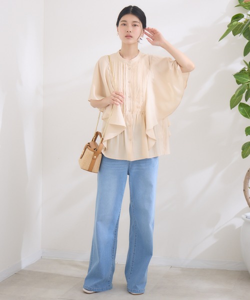 ブラウス シャツ 「KATHARINE ROSS」フレア袖ピンタックシャツ レディース KATHARINE ROSS ブラウス シャツ 「KATHARINE ROSS」フレア袖