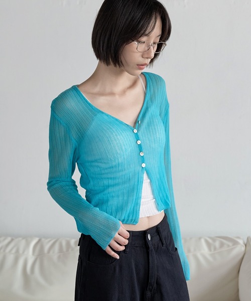 MAISON SPECIAL コードヤーン　レース　シースルーカーディガン 1 MAISON SPECIAL｜Double Color Layered Knit Cardigan | Rakuten