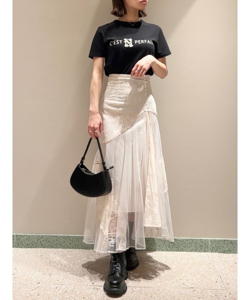 「SNIDEL」 半袖カットソー FREE ホワイト レディース SNIDEL 「SNIDEL」 半袖Tシャツ FREE ホワイト レディース
