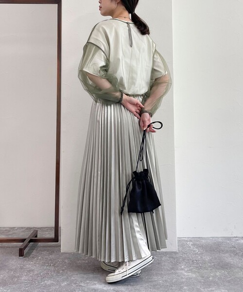 「fredy emue」 プリーツスカート 38 シルバー レディース_画像4