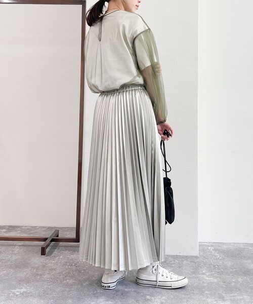 「fredy emue」 プリーツスカート 38 シルバー レディース_画像5