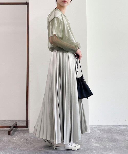 「fredy emue」 プリーツスカート 38 シルバー レディース_画像6
