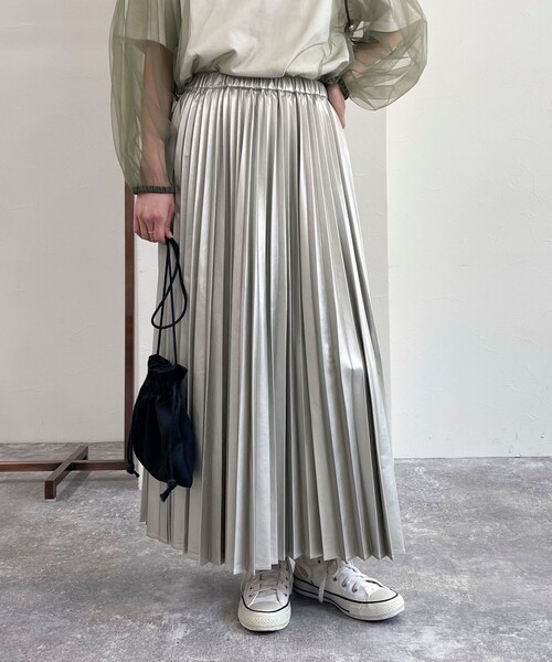 「fredy emue」 プリーツスカート 38 シルバー レディース_画像9